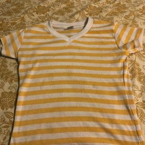 Yellow Stripes Cotton Shirt with White Collar